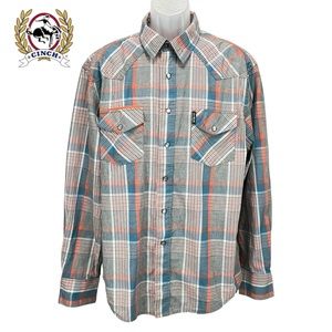 Cinch Men’s Large Western Plaid‎ Snap Button Shirt 100% Cotton